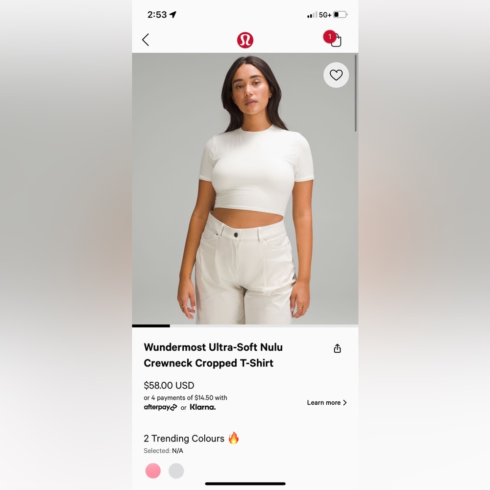 Lululemon Nulu cropped tshirt